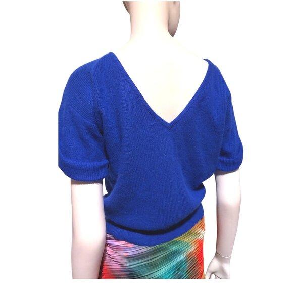 Vintage Michael Carrie Angora Blend Sweater M Plunge Back Cropped Cozy Minimal - Picture 2 of 6